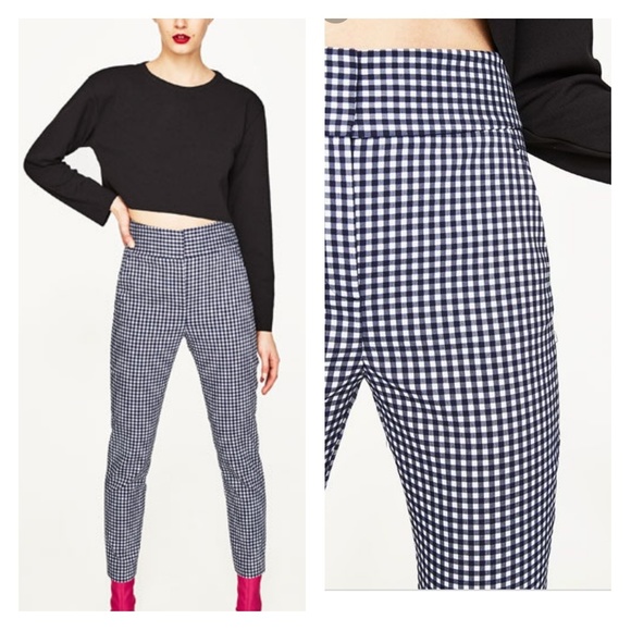 gingham high waisted skinny pants